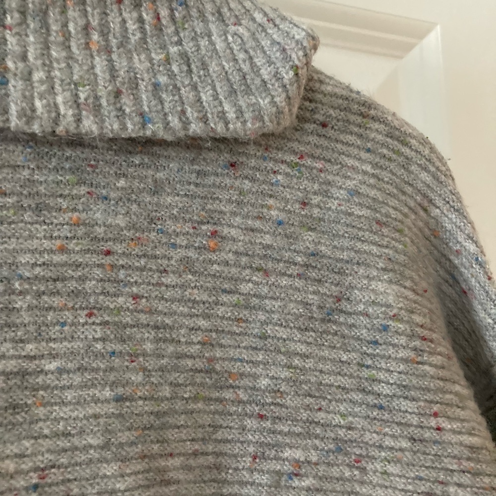 LOFT small sweater gray cowl neck ribbed - Picture 10 of 12